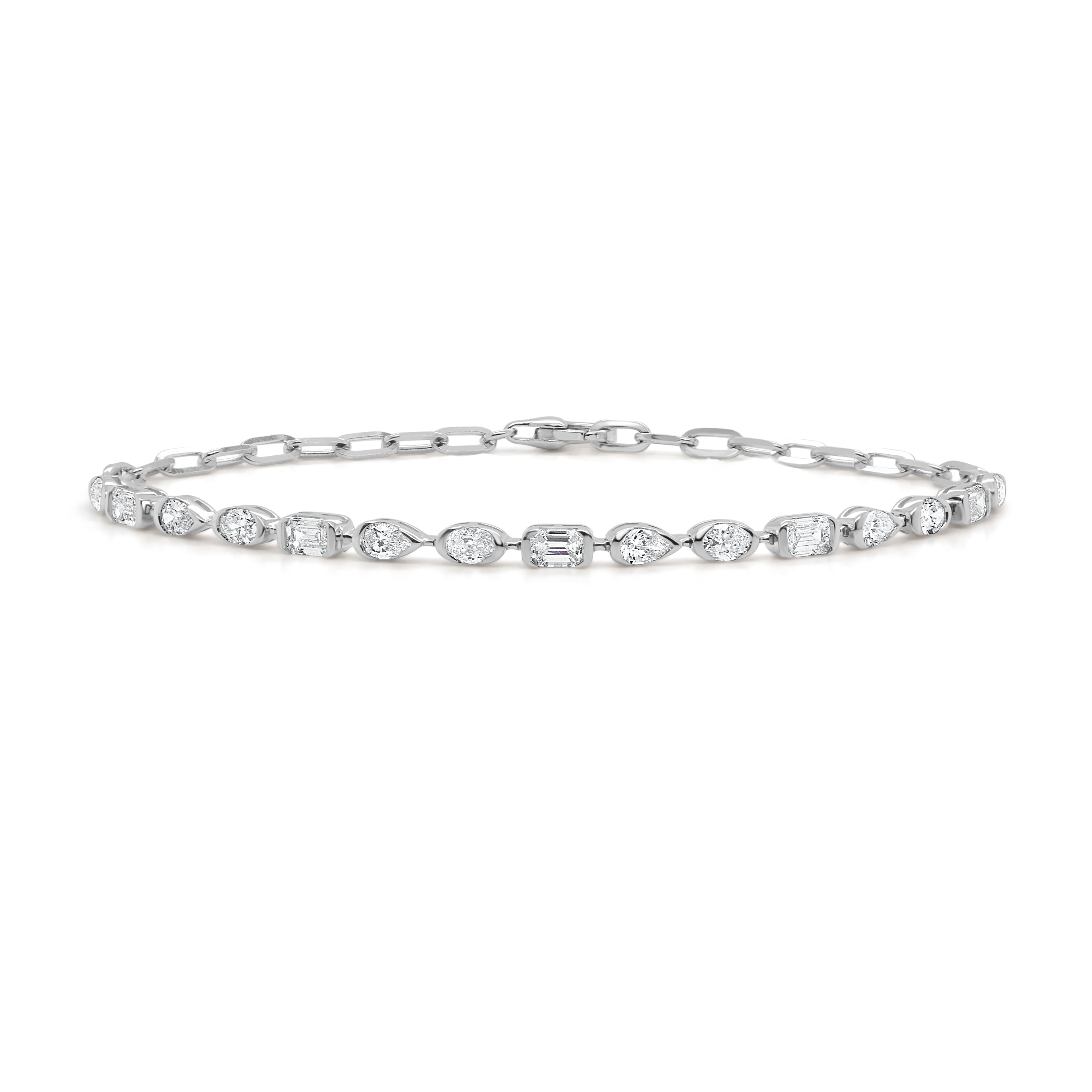 14K Gold Mix Fancy Shape Diamond Bracelet - 1.60 CT