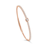 14K Gold & Emerald Cut Diamond Flexible Bangle - 1.22 CT.