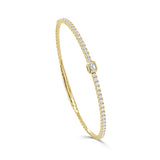 14K Gold & Emerald Cut Diamond Flexible Bangle - 1.22 CT.