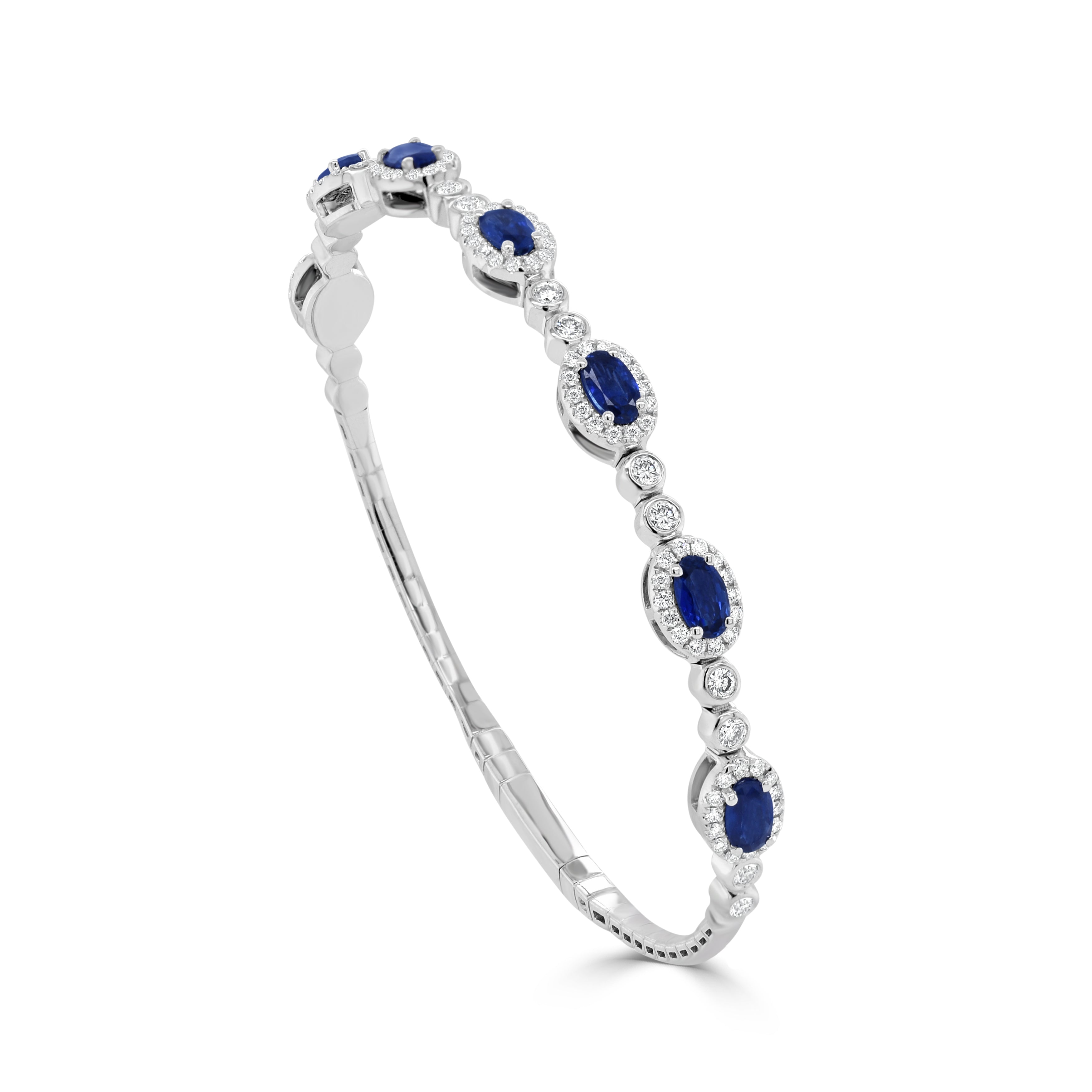 14K Gold Sapphire & Diamond Flexible Bangle - 2.37 CT