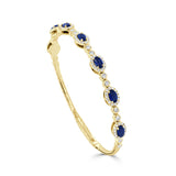 14K Gold Sapphire & Diamond Flexible Bangle - 2.37 CT