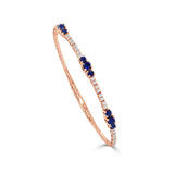 14K Gold Sapphire & Diamond Flexible Bangle  -  1.56 CT