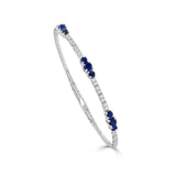14K Gold Sapphire & Diamond Flexible Bangle  -  1.56 CT
