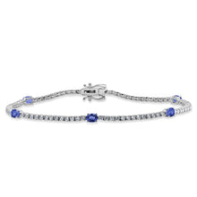 Load image into Gallery viewer, 14k Gold Diamond &amp; Sapphire Tennis Bracelet