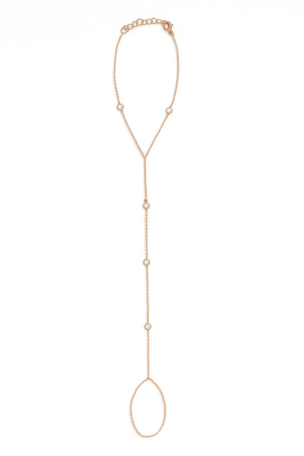 14K Gold & Diamond Hand Chain Bracelet - 0.11ct