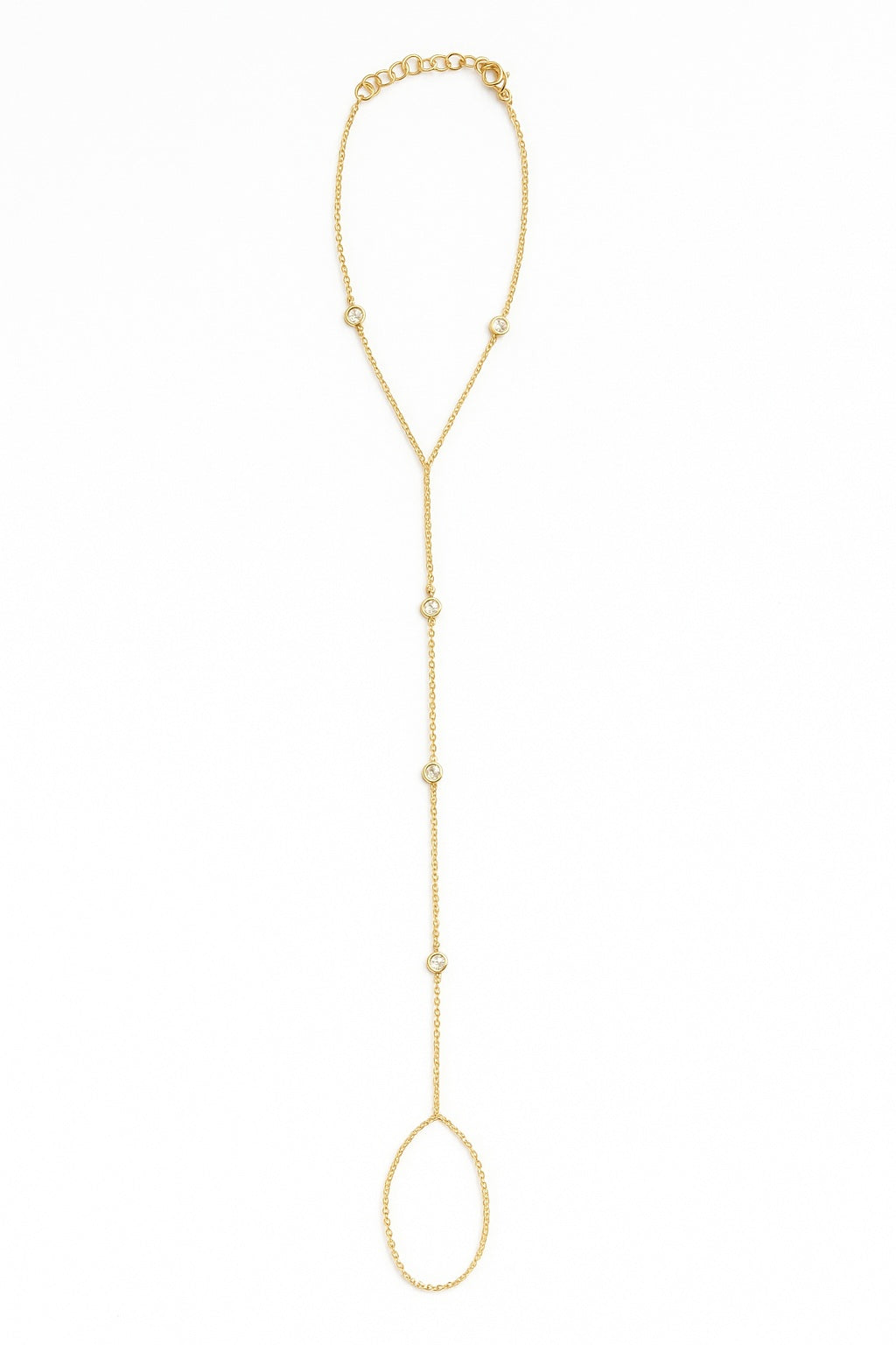 14K Gold & Diamond Hand Chain Bracelet - 0.11ct