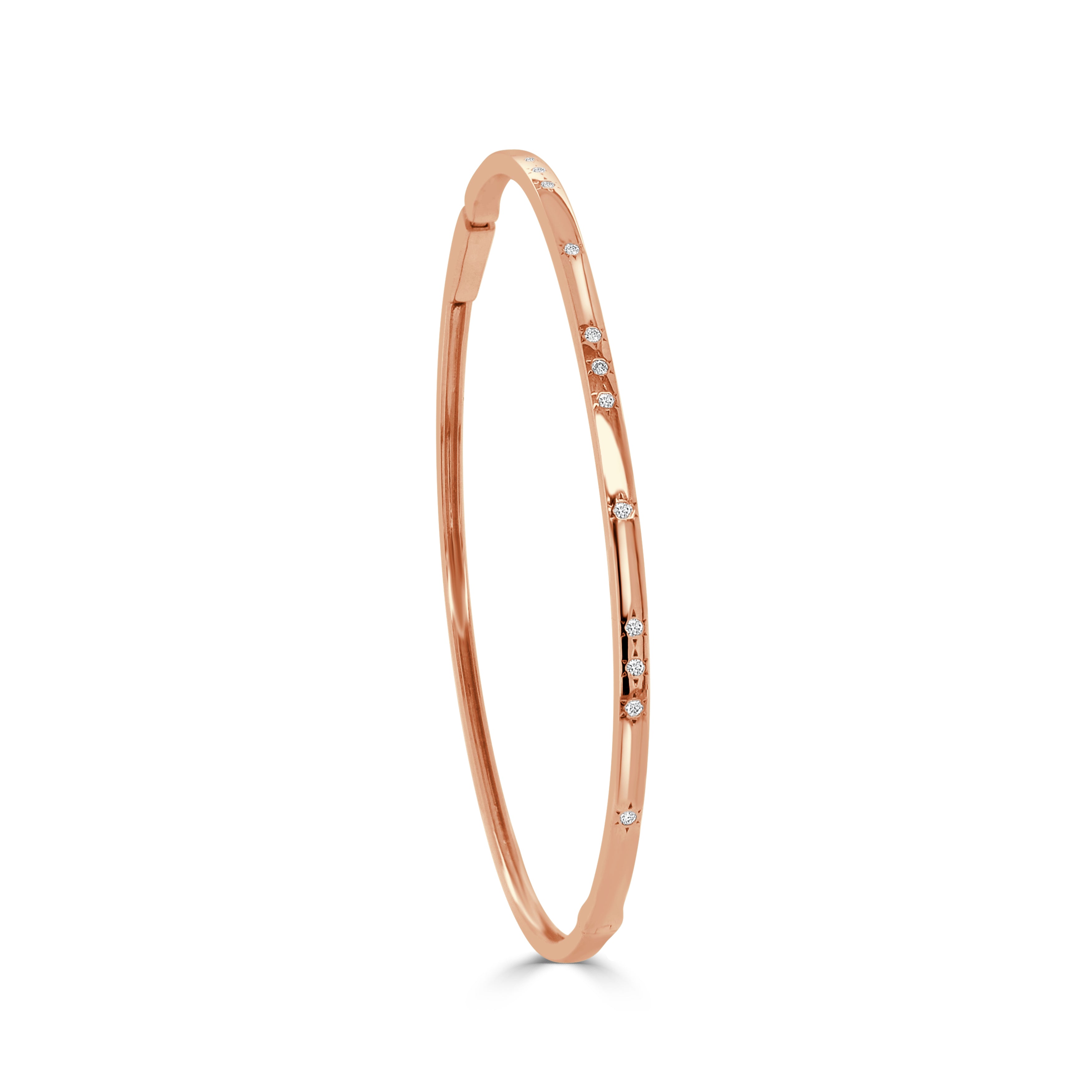 14K Gold Diamond Bezel Set Bangle - 0.92CT