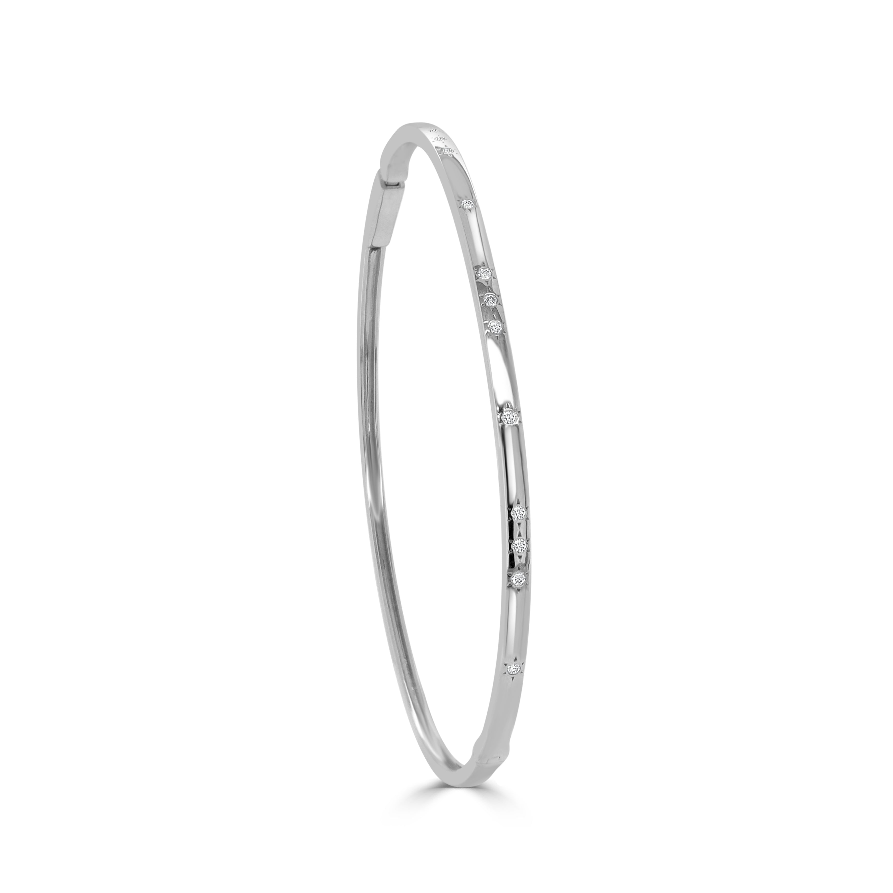 14K Gold Diamond Bezel Set Bangle - 0.92CT