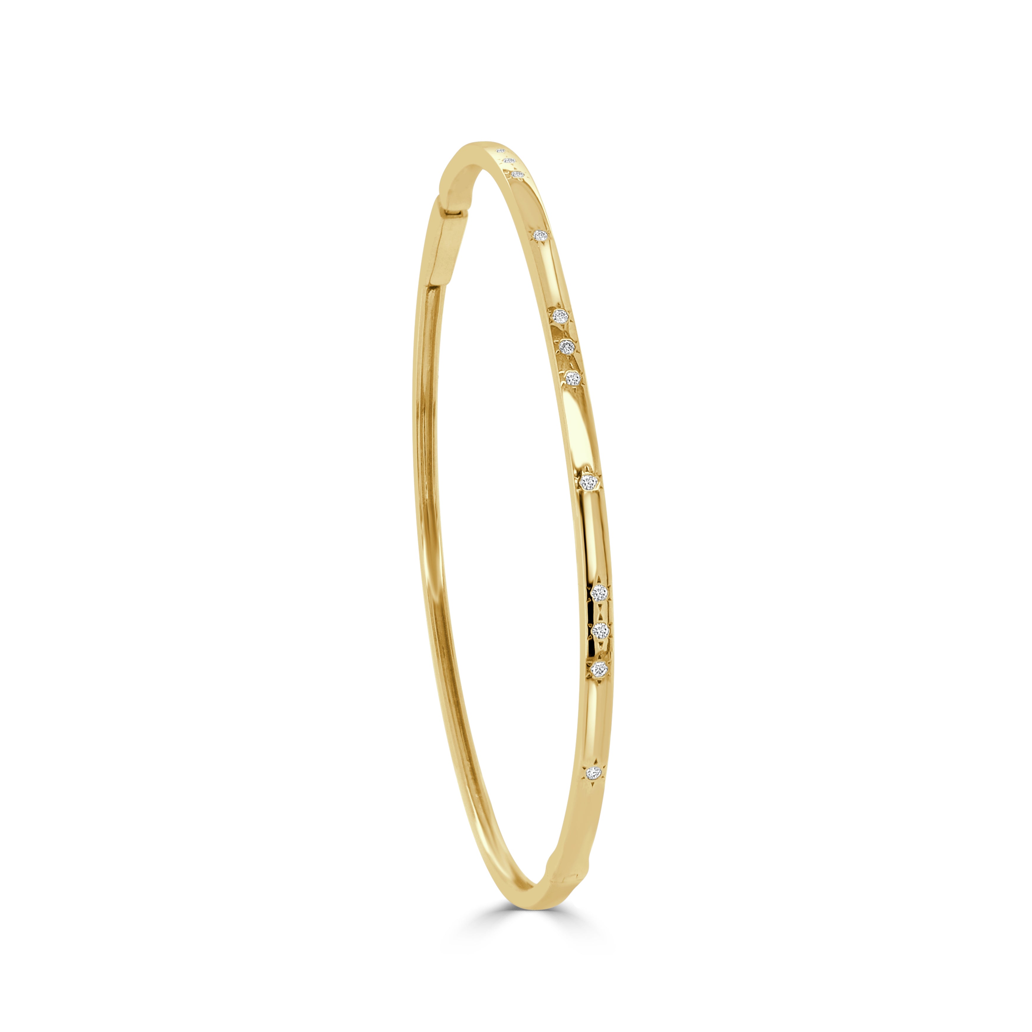 14K Gold Diamond Bezel Set Bangle - 0.92CT