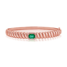 Load image into Gallery viewer, 14K Gold Emerald &amp; Diamond Bangle