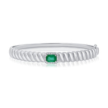 Load image into Gallery viewer, 14K Gold Emerald &amp; Diamond Bangle