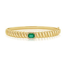 Load image into Gallery viewer, 14K Gold Emerald &amp; Diamond Bangle