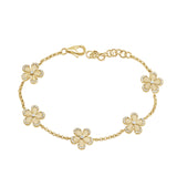 14K Gold Diamond Flower Station Bracelet - 0.28 CT