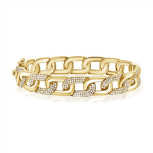Load image into Gallery viewer, 14K Gold Diamond Link Bangle