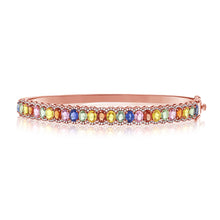 Load image into Gallery viewer, 14K Gold Multi-Sapphire &amp; Diamond Bangle