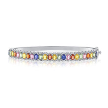 Load image into Gallery viewer, 14K Gold Multi-Sapphire &amp; Diamond Bangle