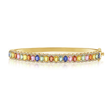 Load image into Gallery viewer, 14K Gold Multi-Sapphire &amp; Diamond Bangle
