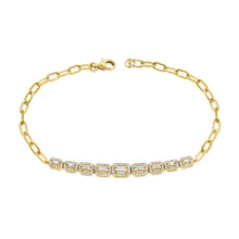 Load image into Gallery viewer, 14K Gold &amp; Baguette Diamond Link Chain Bracelet