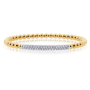 14K Gold & Diamond Beaded Bangle Bracelet
