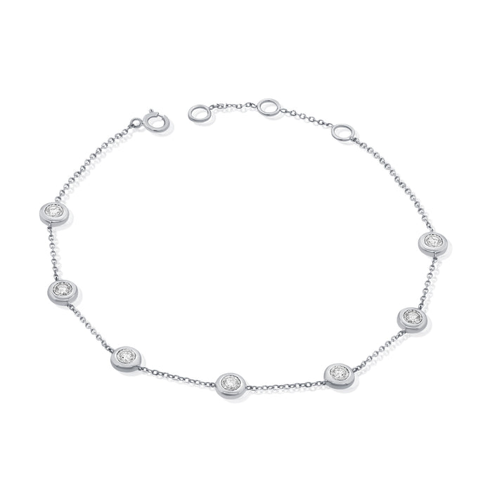14K Gold & Diamond Bezel Set Station Bracelet