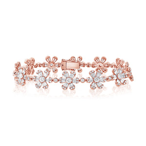 14K Gold & Diamond Flower Bracelet