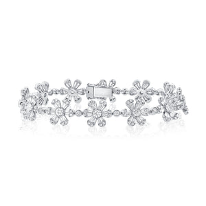 14K Gold & Diamond Flower Bracelet