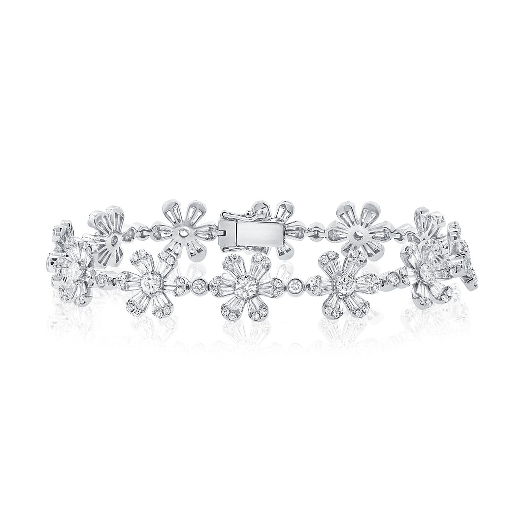 14K Gold & Diamond Flower Bracelet