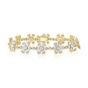 14K Gold & Diamond Flower Bracelet