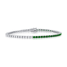 Load image into Gallery viewer, 14K Gold Emerald &amp; Diamond Tennis Bracelet