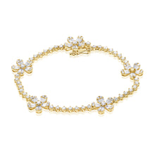 Load image into Gallery viewer, 14K Gold &amp; Diamond Flower Station Tennis Bracelet