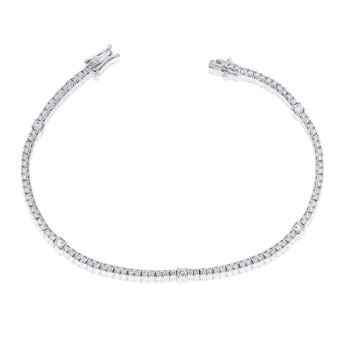 14K Gold & Diamond Station Tennis Bracelet