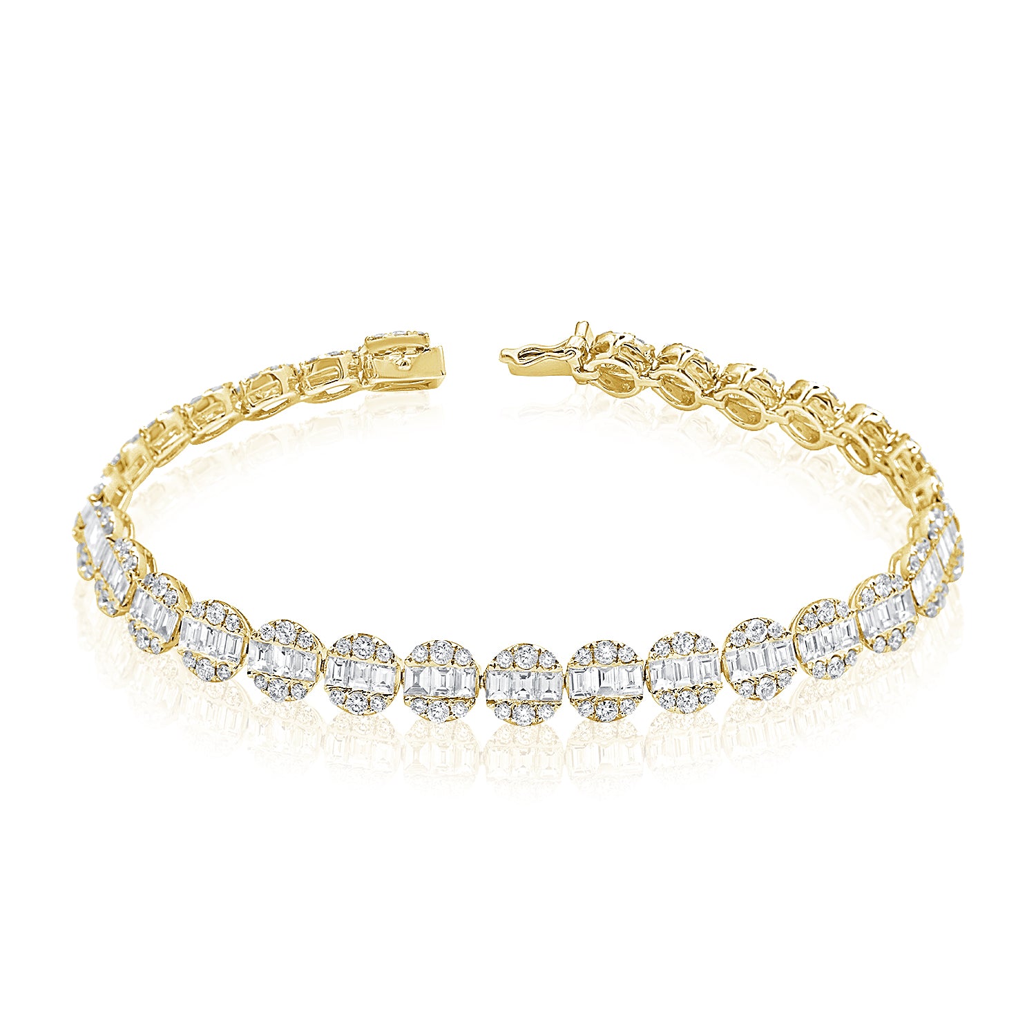 Arihant Creators 6.50Ctw Round Shape Lab Grown Diamonds Studded 14K White  Gold Tennis Bracelet at Rs 140000 | हीरे के कंगन in Surat | ID:  2853231020473