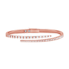 Load image into Gallery viewer, 14k Gold &amp; Baguette Diamond Crossover Bangle