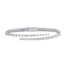 Load image into Gallery viewer, 14k Gold &amp; Baguette Diamond Crossover Bangle