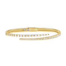 Load image into Gallery viewer, 14k Gold &amp; Baguette Diamond Crossover Bangle