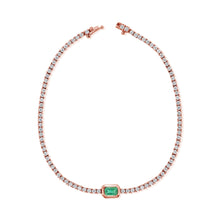 Load image into Gallery viewer, 14k Gold Green Emerald &amp; Diamond Tennis Bracelet