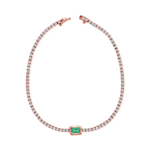 14k Gold Green Emerald & Diamond Tennis Bracelet