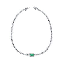 Load image into Gallery viewer, 14k Gold Green Emerald &amp; Diamond Tennis Bracelet