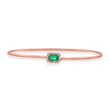 Load image into Gallery viewer, 14K Gold Emerald &amp; Diamond Stackable Bangle