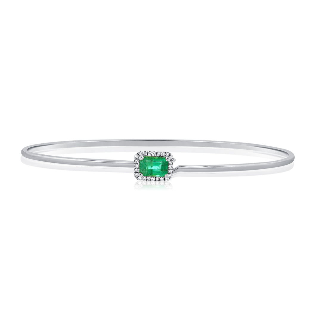 14K Gold Emerald & Diamond Stackable Bangle