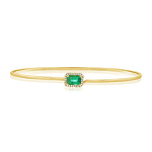 Load image into Gallery viewer, 14K Gold Emerald &amp; Diamond Stackable Bangle