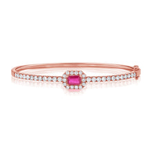 Load image into Gallery viewer, 14K Gold Pink Sapphire &amp; Diamond Bangle