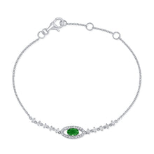 Load image into Gallery viewer, 14K Gold Emerald &amp; Diamond Evil Eye Bracelet