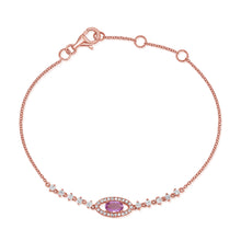 Load image into Gallery viewer, 14K Gold Pink Sapphire &amp; Diamond Eye Bracelet