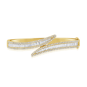 14K Gold & Diamond Cuff Bangle