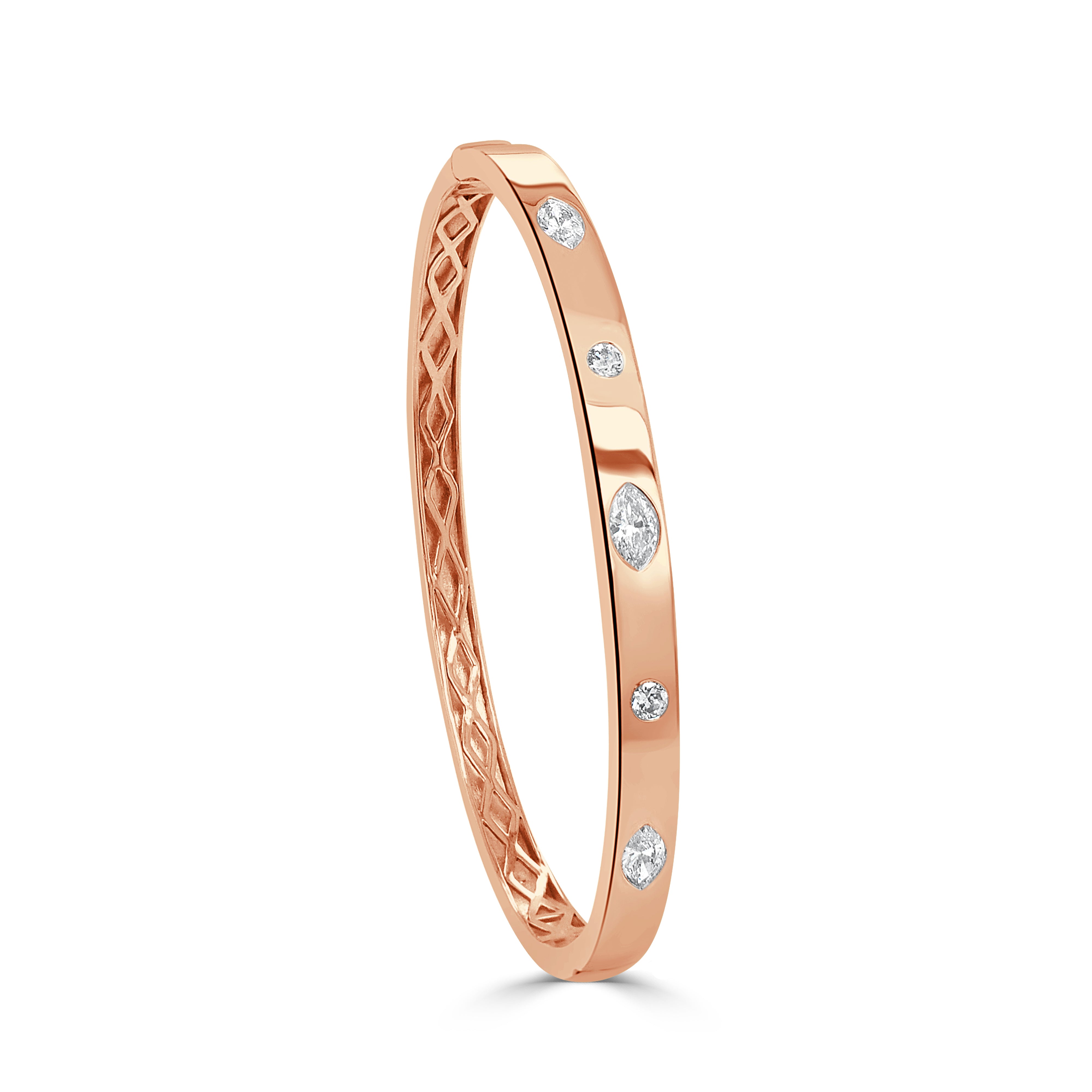 14K Gold Diamond Marquise Bangle- 0.75 CT