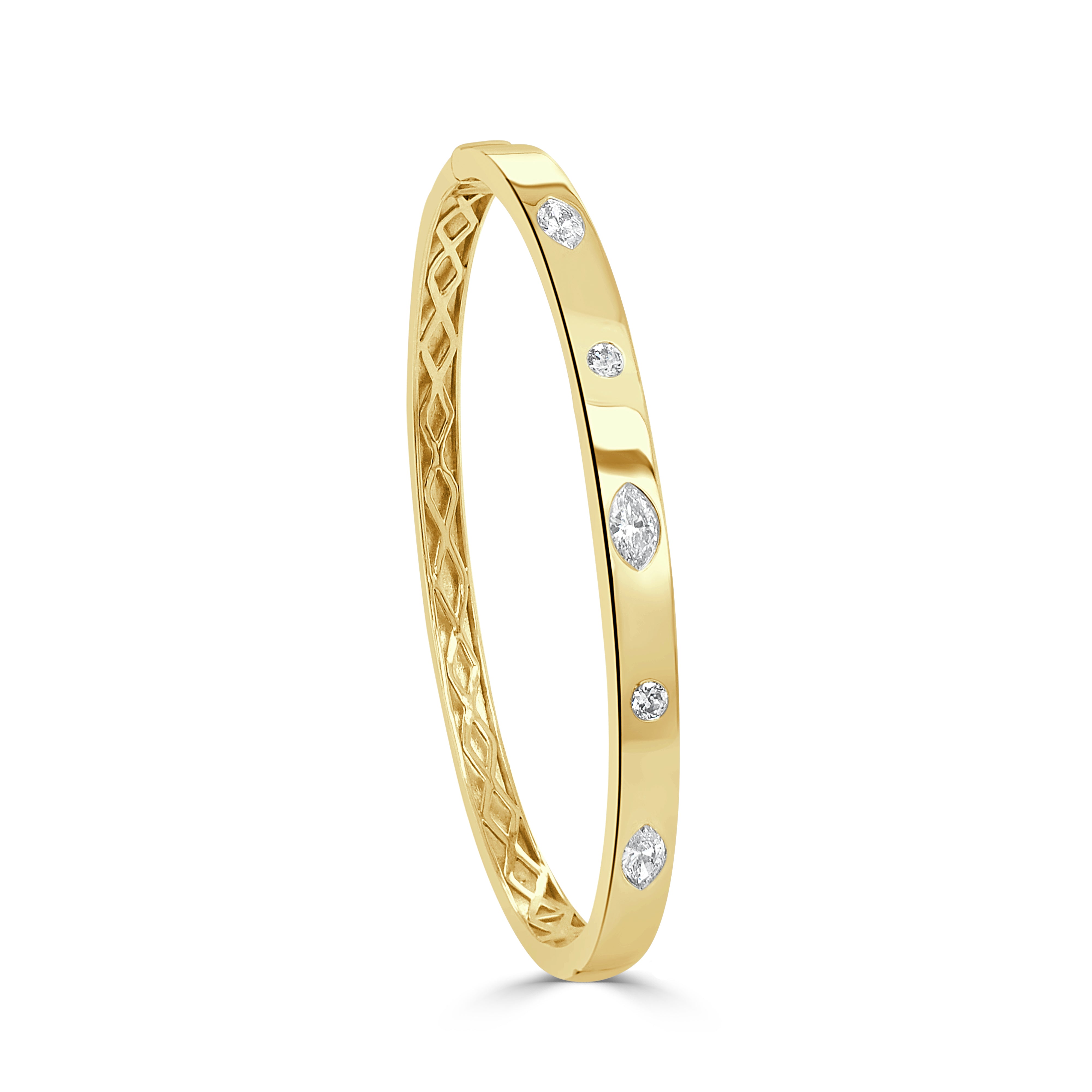 14K Gold Diamond Marquise Bangle- 0.75 CT