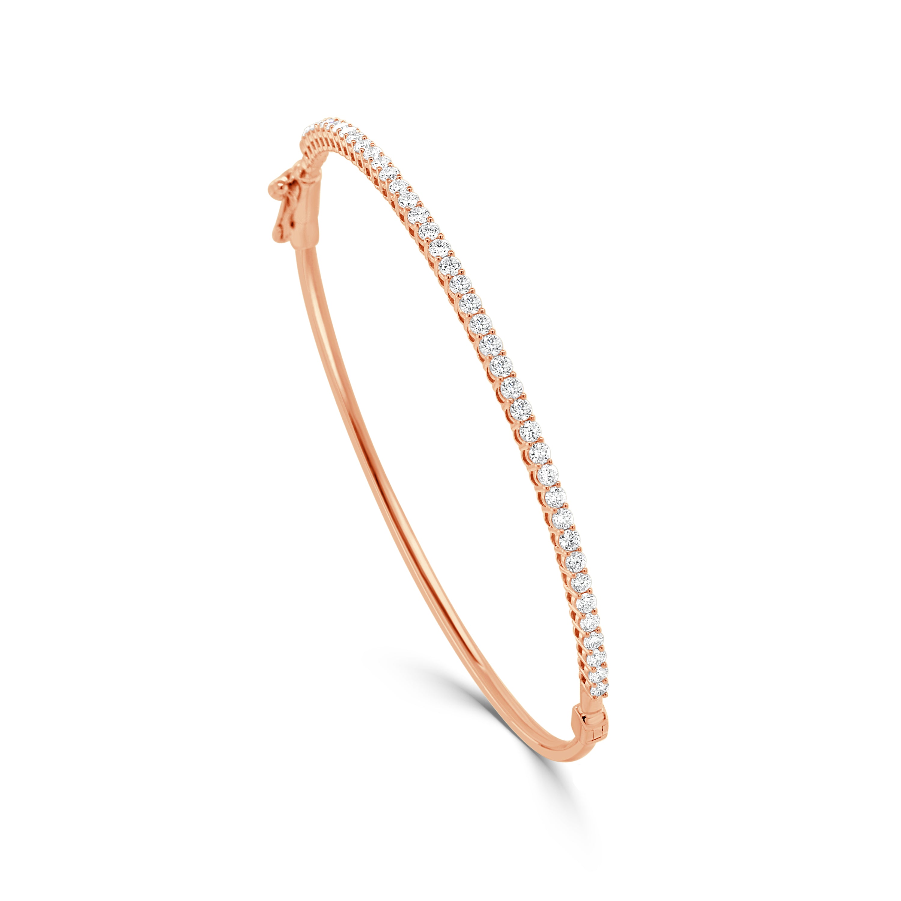 14K Gold Halfway Diamond Bangle - 1.00 CT