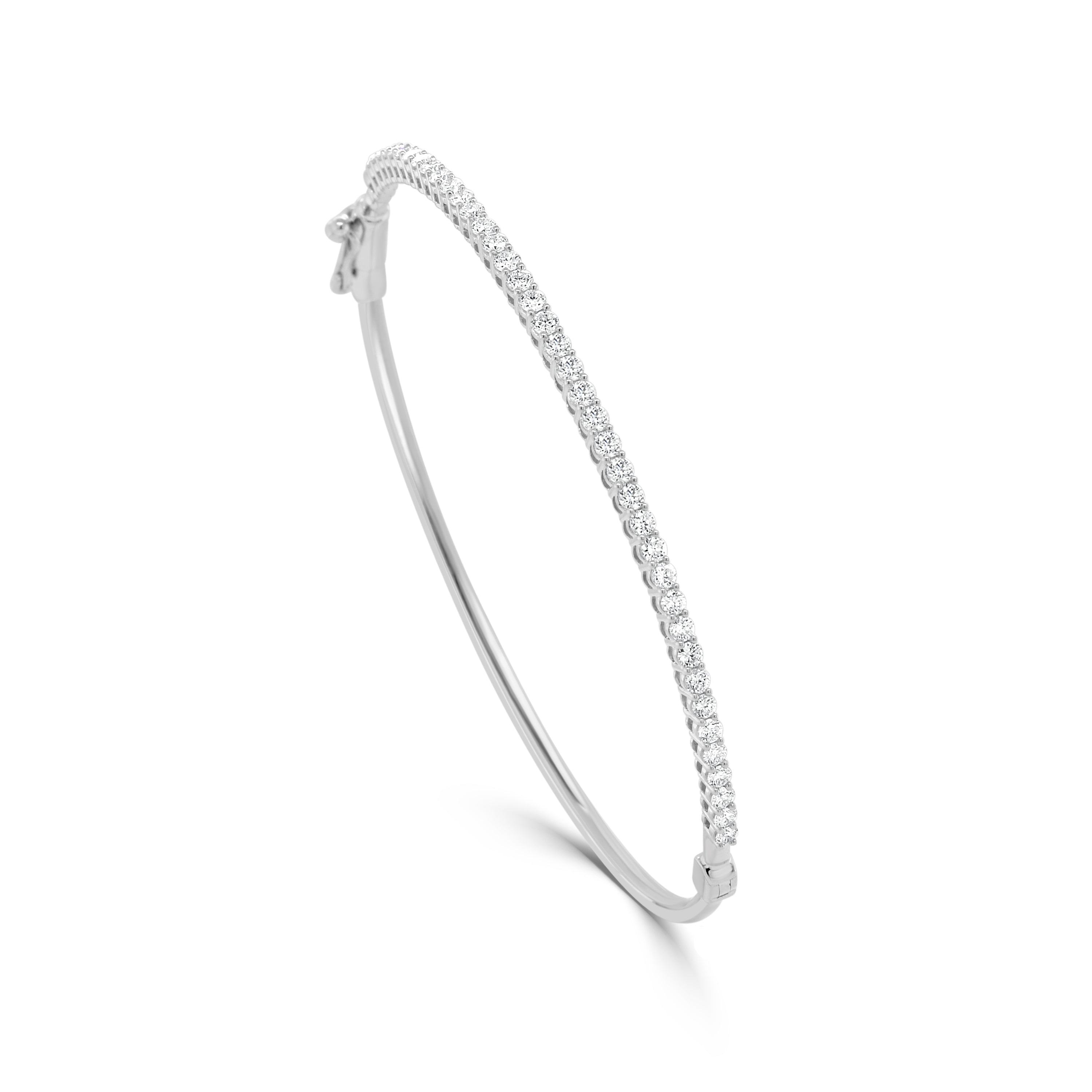 14K Gold Halfway Diamond Bangle - 1.00 CT