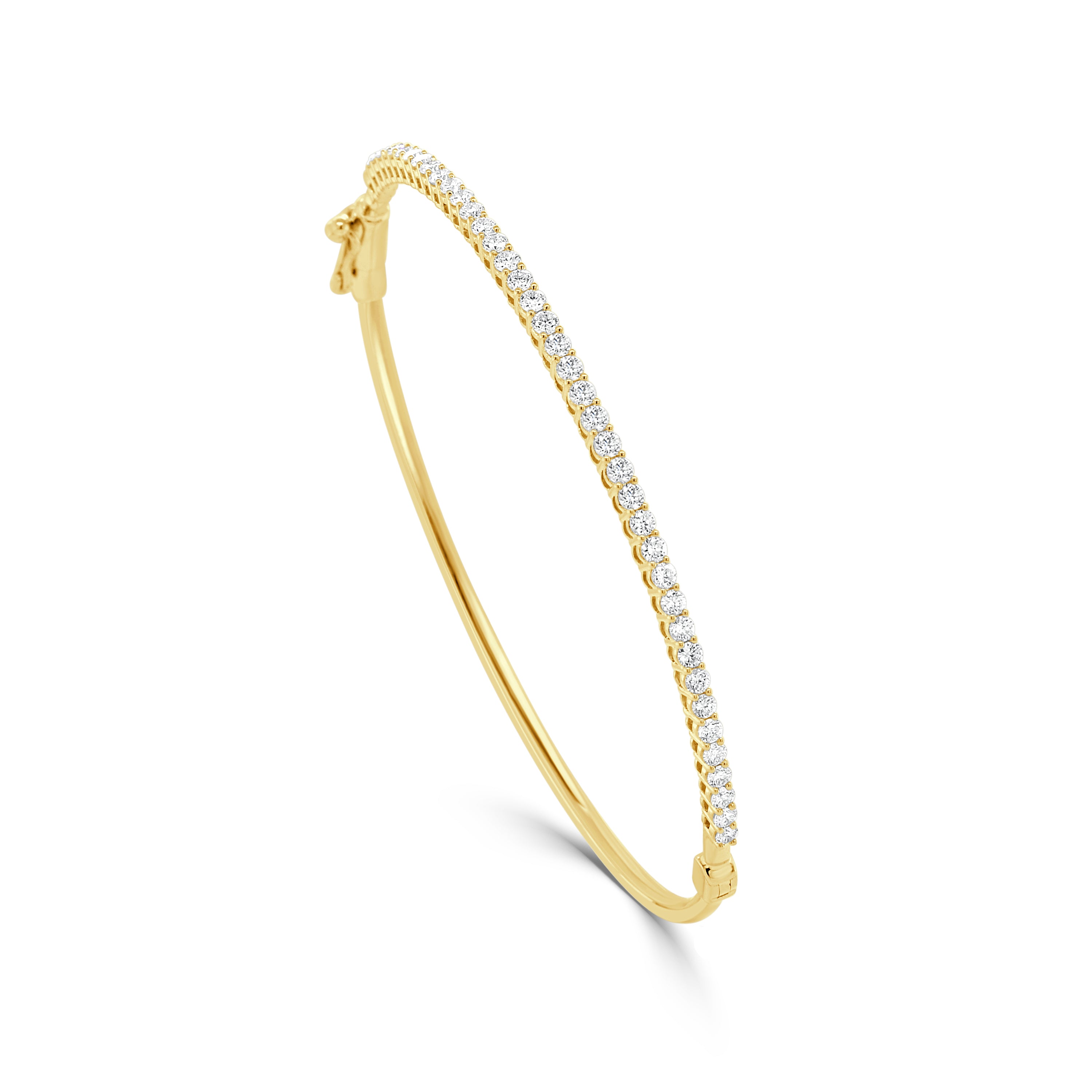 14K Gold Halfway Diamond Bangle - 1.00 CT